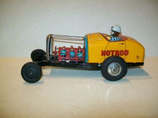 Vintage Tin Litho Friction K Sankei Toys Hot Rod Race Car - Piston Action - Japan 3
