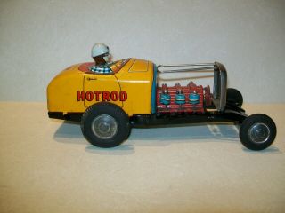 Vintage Tin Litho Friction K Sankei Toys Hot Rod Race Car - Piston Action - Japan 4