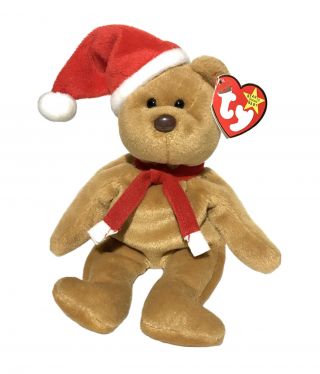 Ty Beanie Babies 1997 Holiday Teddy Retired 8 " Pvc Christmas Bear 4200