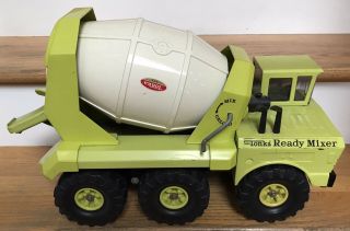 Vintage Mighty Tonka Ready Mixer Cement Truck Lime Green Tandem Axle Very