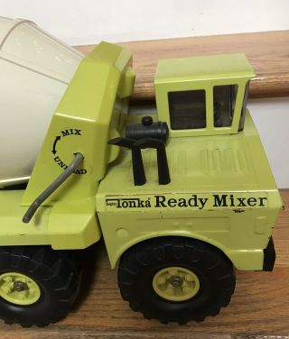 Vintage Mighty Tonka Ready Mixer Cement Truck Lime Green Tandem Axle Very 2