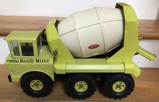 Vintage Mighty Tonka Ready Mixer Cement Truck Lime Green Tandem Axle Very 4