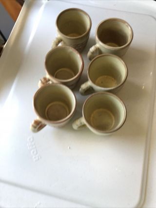 $2.  Vintage Frankoma Set Of 6 - 7c Coffee Tea Mugs Mayan Aztec Desert Gold