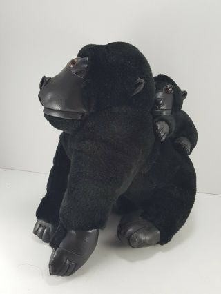 Monkey Black Gorilla With Baby Vintage Ape Plush Stuffed Animal 10 " Faux Leather