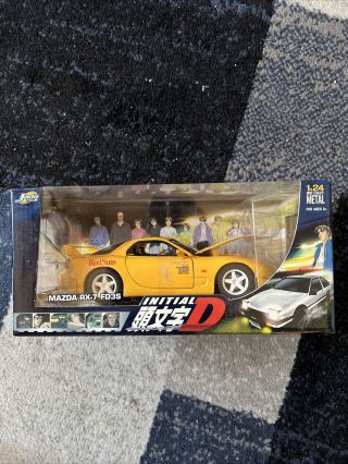 Jada Toys Initial D Mazda Rx - 7 Fd3s 1:24 Die Cast Yellow Red Suns Nib Rare