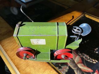 Antique Kingsbury Pressed Steel Wind Up Crank Dozer,  1920s Vintage Toy Decor