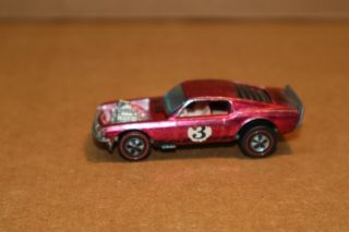 Vintage Played With Hot Wheels Redline Car Pink Red Mustang Boss Hoss