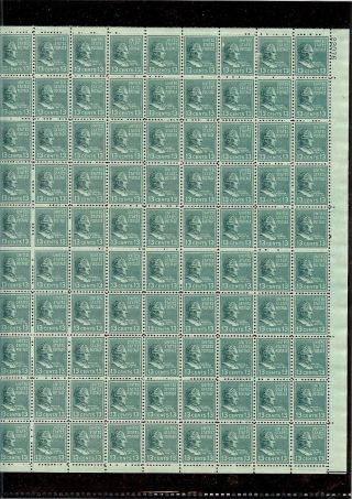 Us Sheet Scott 818,  13c Stamp Millard Fillmore Sheet Of 100 Mnh Og