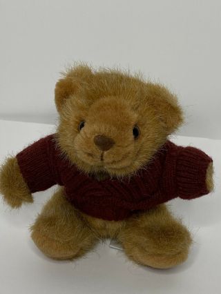 Russ QUINCY Bear 6” Sitting Plush Teddy Bear Stuffed Animal Toy Burgundy Sweater 2