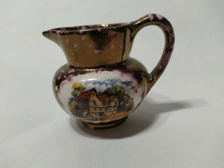 Grays Pottery Stoke - On - Trent England Old Castle Pink Copper Lustre Mini Pitcher