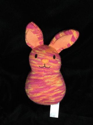 Animal Adventure Orange Pink Knit Bunny Rabbit Plush Soft Toy Stuffed 2012 8 "