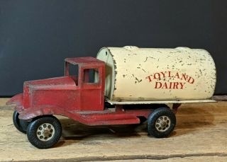 Rare Vintage Girard Toyland Dairy Tanker Truck Pressed Steel Spoke Wheels