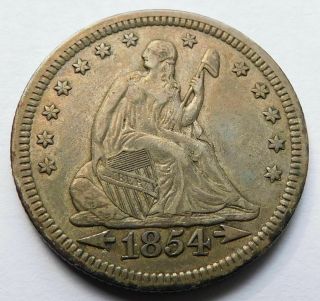 1854 Seated Liberty Silver Quarter With Arrows - Xf,  Better Grade 25c