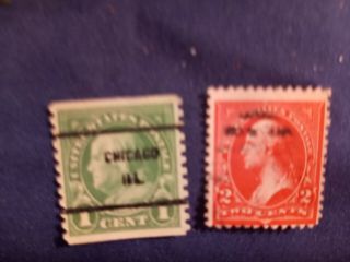 1900s George Washington 2 Cent Stamp Red - George Washington 1 Cent Green Stamp
