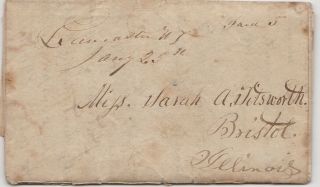 1847 Lancaster Wisconsin Territory Stampless Folded Letter - Good Content