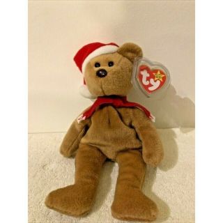 , Rare: Ty “teddy” Beanie Baby Retired 1997 Holiday Bear Christmas C32