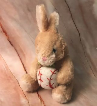 Dan Dee Sports Bunny Rabbit Plush W/ Baseball Tan Brown Stuffed Animal 10”
