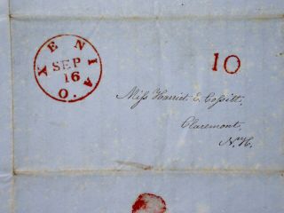 1850 Stampless Journey Claremont Nh To York To Ohio To Lebanon Tennessee