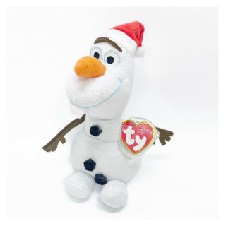 Ty Beanie Babies Disney Frozen Olaf The Snowman 8 " Plush Toy With Santa Hat