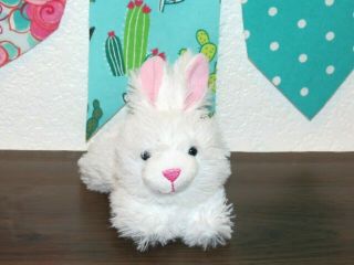 Wal - Mart Hugfun Bunny Rabbit White Baby Mini Laying Fluffy Stuffed Plush Toy 5 "