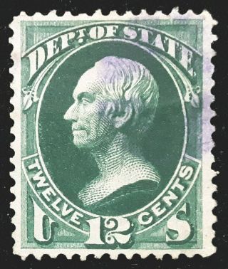 Us Official Stamp 1873 12c State Clay Scott O63