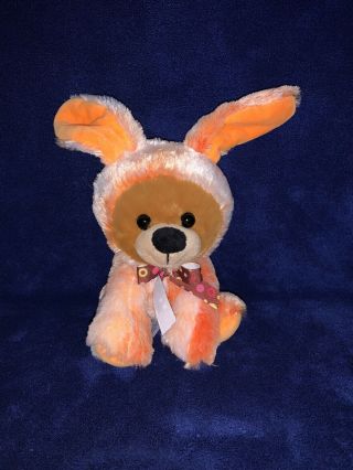 Kids Of America Teddy Bear Orange Bunny Rabbit Costume Plush Stuffed Animal 8”