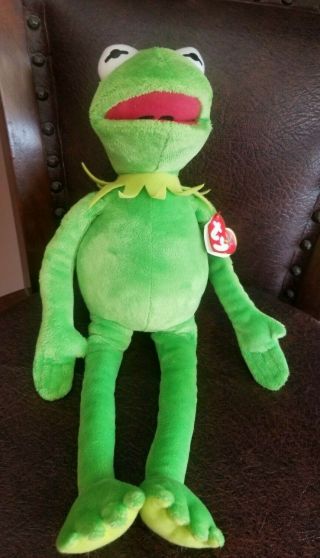 Ty Beanie Buddies 16 " Kermit The Frog Sesame Street Muppets Plush Toy W Tags