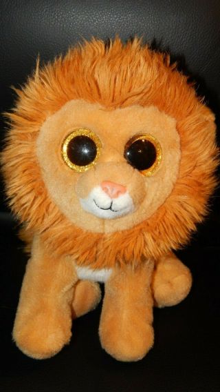 Ty Beanie Baby 9 " Louie The Lion Plush Stuffed Animal Gold Glitter Eyes