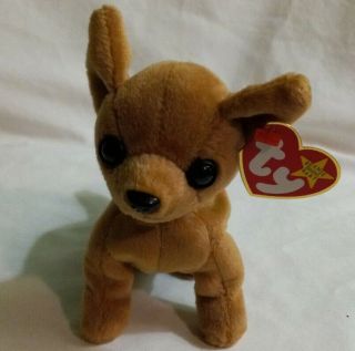 Ty Beanie Baby Tiny The Chihuahua Dog With 3 Errors With Tags