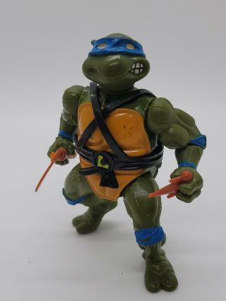 Vtg 1988 Tmnt Teenage Mutant Ninja Turtles Leonardo Figure 4.  25” With 2 Weapons