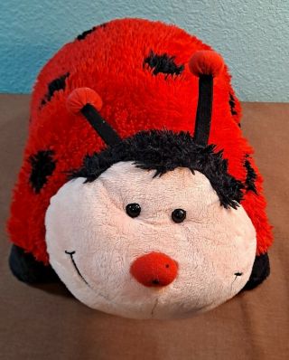 Full Size Pillow Pets Ladybug Plush Stuffed Animal 18x12 Red Black Dots