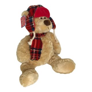 Gund Manni 12” Floppy Plush Teddy Bear In Trapper Hat No.  88235 With Tag