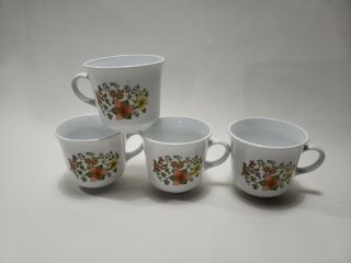 Vintage Set Of 4 Corelle Indian Summer Pattern Coffee Tea Cups Mugs No Chips