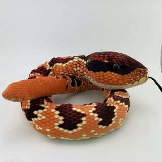 Wild Republic Stuffed Plush Boa Snake 52” Orange White Black Brown Soft Stuffed