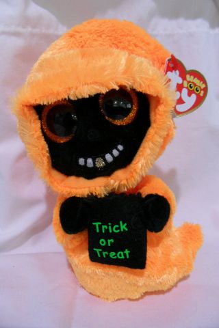 Ty Beanie Boos 6 " Grinner The Halloween Ghost Nwt