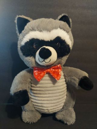 Hug Fun International Raccoon Plush 15 " Stuffed Animal Hugs & Kisses Red Ribbon