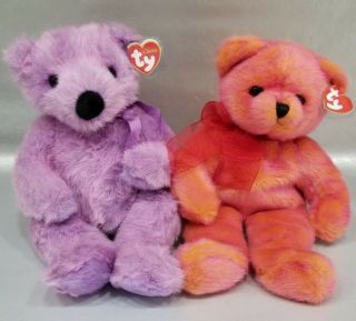Ty Classic - Lilacbeary,  Rouge The Bears - Plush Stuffed Toys
