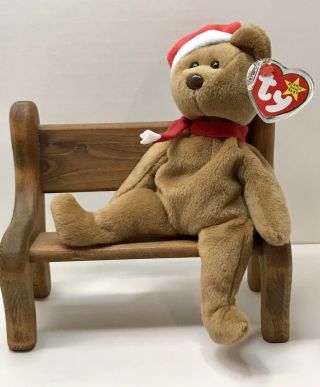 Ty Beanie Baby 1997 Teddy With Tag Retired Dob: December 25th,  1996 Pvc