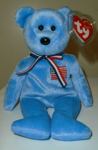 Ty Beanie Baby - America (blue) The Bear - With Tags