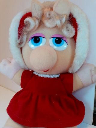 Henson Associates Vintage Baby Miss Piggy Christmas Plush Stuffed Animal Toy