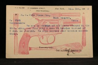 York: York City 1892 Berkele Hand Gun Advertising Postal Card
