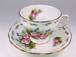 Vintage Colclough Bridal Roses Bone China Tea Cup & Saucer.  Made In England