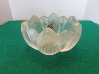 Vintage Fenton Frosted Clear Glass Lotus Bowl/candle Holder