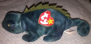1997 Ty Beanie Baby Blue Iggy Iguana Retired Beanbag Plush Toy Doll