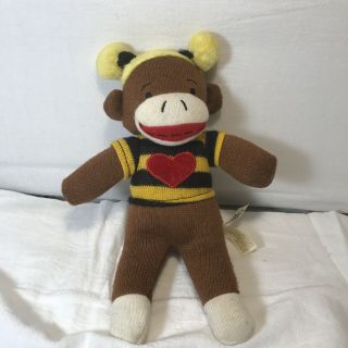 Dan Dee Sock Monkey Stuffed Plush Bee With Red Heart 9”