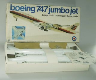 1970s Entex Boeing 747 Jumbo Jet 1/100 Scale Model Jet Plane Kit.