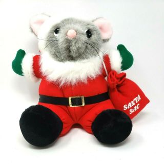 12 " Vintage Plush Santa Mouse Jc Penney Stuffed Claus Toy Animal Very Good Shape