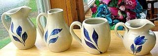 3 Vintage Williamsburg Pottery Left Handed Pitchers,  1 Cup James Maloney