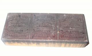 Wells Fargo & Co.  10¢ Pony Express Local Stamp - 3 Stamp Printing Block 1862 - 64
