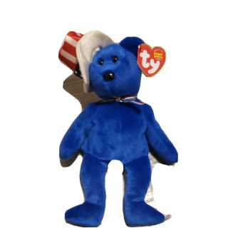Ty Beanie Baby Sam Independence Day 7 - 4 - 2003 Blue Bear Plush Toy